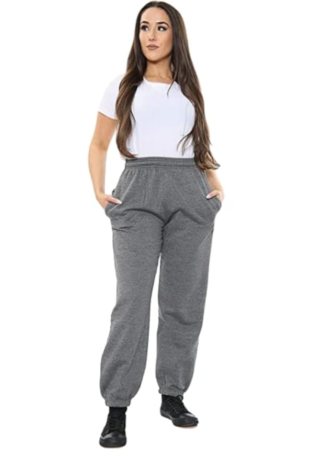 Ny Deluxe Edition Women's Charcoal Plus Size Lounge Wear Fleece Baggy Jogging Sweatpants (As8, Numeric, Numeric_16, Numeric_24, Plus, Regular, 16, Regular)