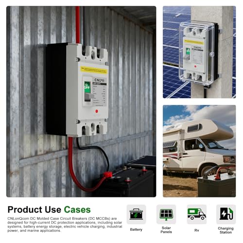 Image of 250Amp Molded Case Circuit Breaker MCCB 2 Poles DC500V Battery Disconnect Switch, PV Circuit Breaker or Main Power for Boat, Solar, UPS and Battery