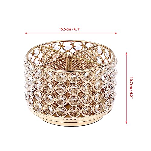 SUMNACON Metal 360 Degree Rotating Desk Organizer Holder with Crystal Beads - Image 3