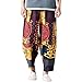 Produktbild Männer Goa Hosen Gedruckt Plus Bekleidung Baumwolle Größe Festlich Leinen Haremhose Breite Beinhosen Hip Hop Mode Kleidung Jogginghose (Color : Multicolor, Size : 4XL)