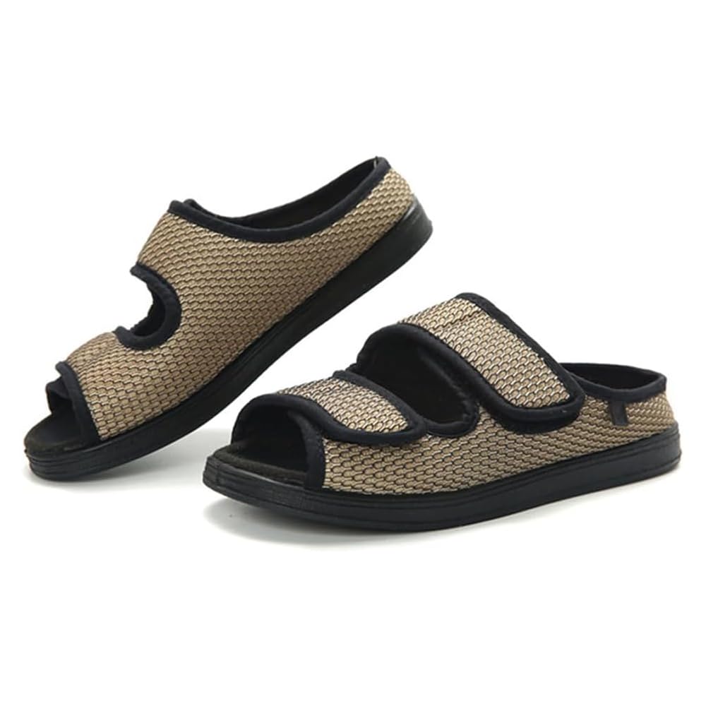 Genérico Zapatillas para diabéticos extra anchas, sandalias con velcro, ajuste ancho, plantilla extraíble, para pies hinchados, zapatillas de casa