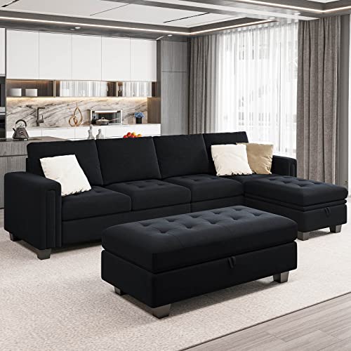 Belffin BF0028+O Velvet Convertible 4-Seat Sectional Sofa With Reversible Chaise L Shaped Sofa Couch Furniture Sets Sectional Couch thumb #2