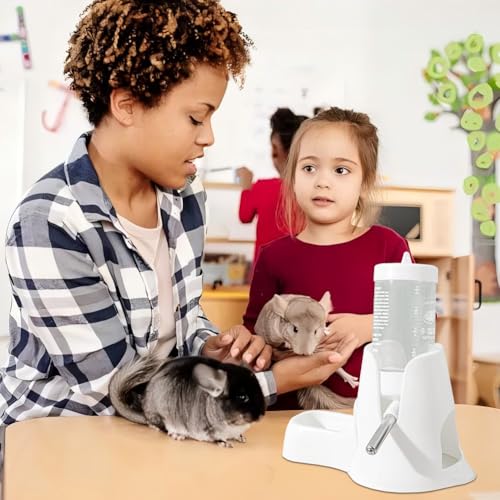 CutitiUU Hamster Trinkflasche mit Ständer,Hamster-Trinknapf,Trinkflasche Kaninchen,80ml Trink Flasche Meerschweinchen,Automatischer,Weiß Wasserspender für Rennmäuse (Weiß, M)