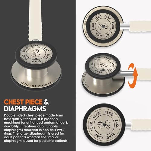 Image of ELKO EL-240 ASTRA III Ti Titanium dual head acoustic stethoscope | Adult & Pediatric Stethoscope with Double-sided Natural Titanium Chestpiece | Two-Way PVC Tubing | Doctors & Medical Students