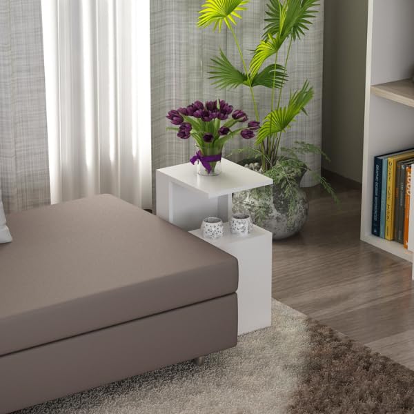 Wooden Art Coffee Table Sister - Soporte para Tazas de café, Color Blanco