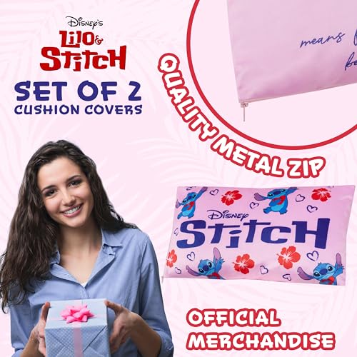 Disney Stitch Cushion Covers - Set of 2 Home Decor 50 x 30cm and 35 x 35cm Women Teenagers Kids Cushions - Stitch Gifts (Pink Stitch) - Image 3