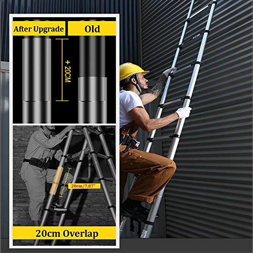 Telescoping Ladder Climb with Stabilizer Bar, Aluminum Extension Ladder for Home Loft Office Engineering Household (Size : 3.9m/12.8ft)