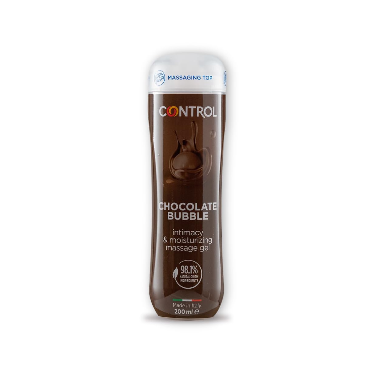 CONTROL Bubble Chocolate 3 in 1 Massagegel Schokoladenaroma mit 98,% natürlichen Inhaltsstoffen - 100 Made Italy - 200 ml