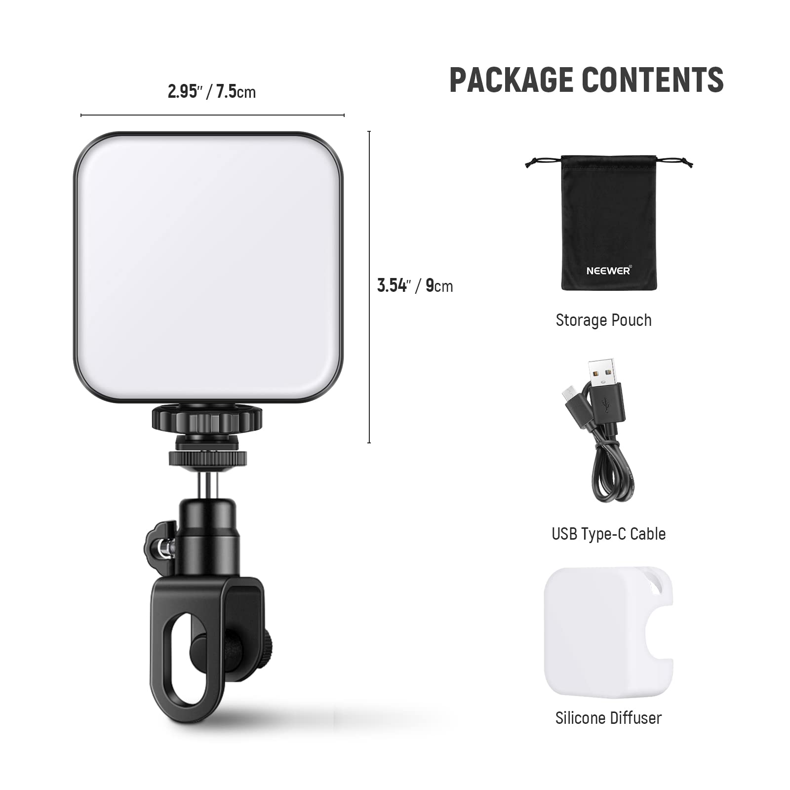 NEEWER Videokonferenz Licht, 3000mAh Akkus, 2500K-10000K CRI95+, USB Webcam LED Leuchte, Selfie Licht Clip-On Handy/Laptop/PC, Fotos/Zoom Meeting/Live Streaming/TikTok Beleuchtung, PL81