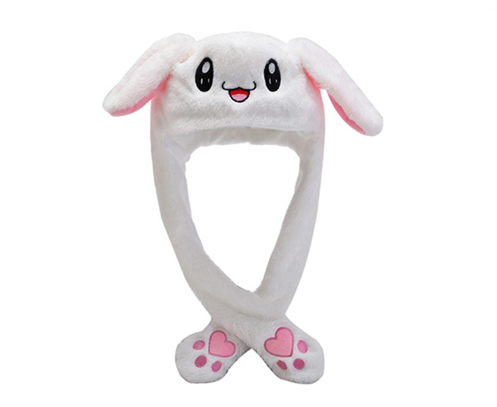 Kaninhatt, Plush Bunny Öron Huvudband Intressant Kanin Kawaii Hat Airbag Cap Flytta Bunny Öron, Kvinnor Flickor Rolig Plush Animal Ear Hat Födelsedagspresent,White