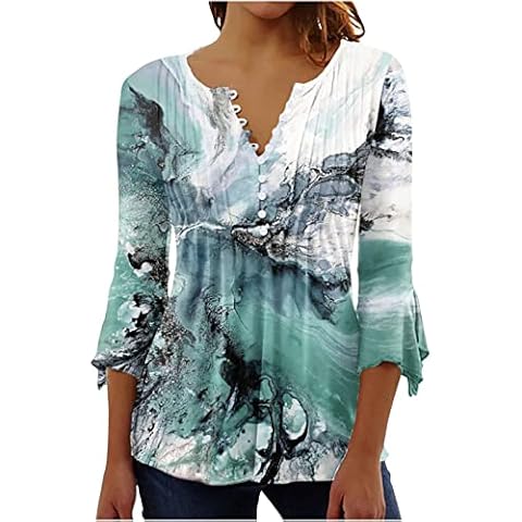 AnnSemo Elegant Floral V Neck Tops Cover