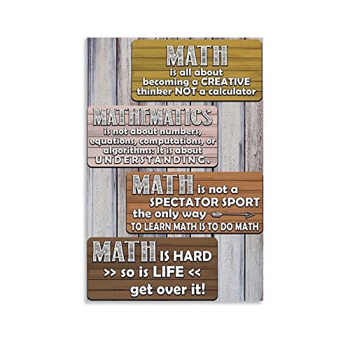 Poster rétro Ljx Math is Hard - Peinture sur toile - Décoration murale - Pour salon, chambre à coucher - 40 x 60 cm Cover