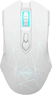 AJ52PRO Wireless Gaming Mouse-Lightweight Tri-Mode Gaming Mouse-2.4G Wireless/BT5.0/USB Wired-Up to10K DPI-Ergonomic LED Backlit PC Gaming Mice with Programmable 8 Buttons for Win, Mac-Star White
