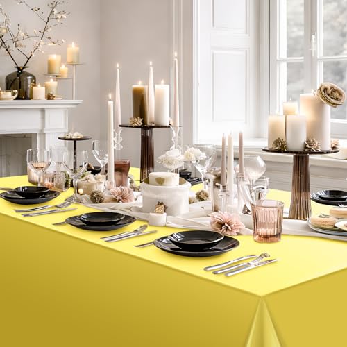 Image of 3 Pack Gold Plastic Tablecloth, Disposable Rectangle Table Covers, Holographic Metallic Foil Tablecloth Gold Party Supplies Decorations for Birthday Graduation Anniversary Bachelorette, 54x108Inch