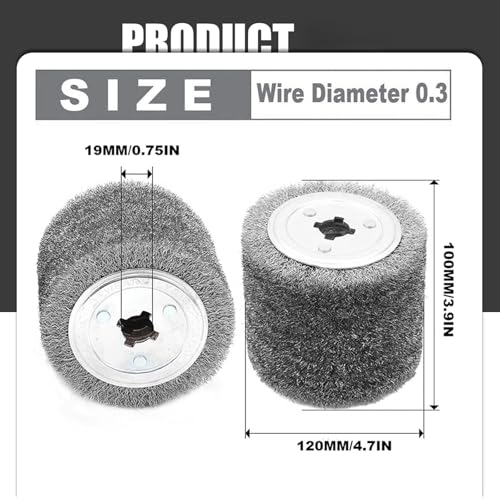 Image of Surface Conditioning Tool Drurn, 4 lnches Surface Canditoning Drum (0.3 m Wire) Wire prush for Grinder Wire Wheel Burnishing Tool for Surface Palishing Grinding Removing Rust-3 /4 inch Quad Keyway