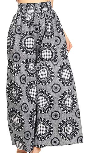 Sakkas Esme Women's African Ankara Flared Wide Leg Palazzo Pants with Pockets4