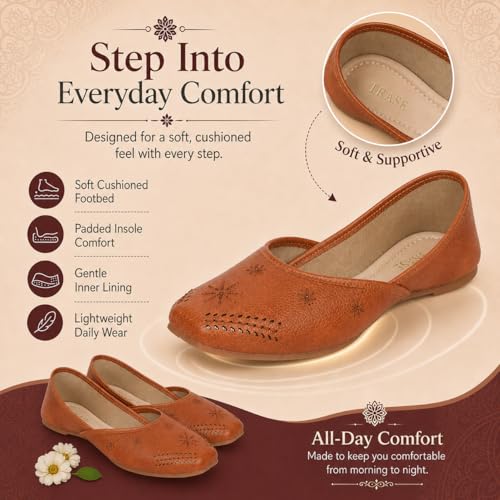 Image of TRASE Traditional Jutti for Women & Girls | Flat Sole, Soft Lining, Cushion Footbed | Comfortable Ethnic Footwear for Festive, Wedding & Casual Wear