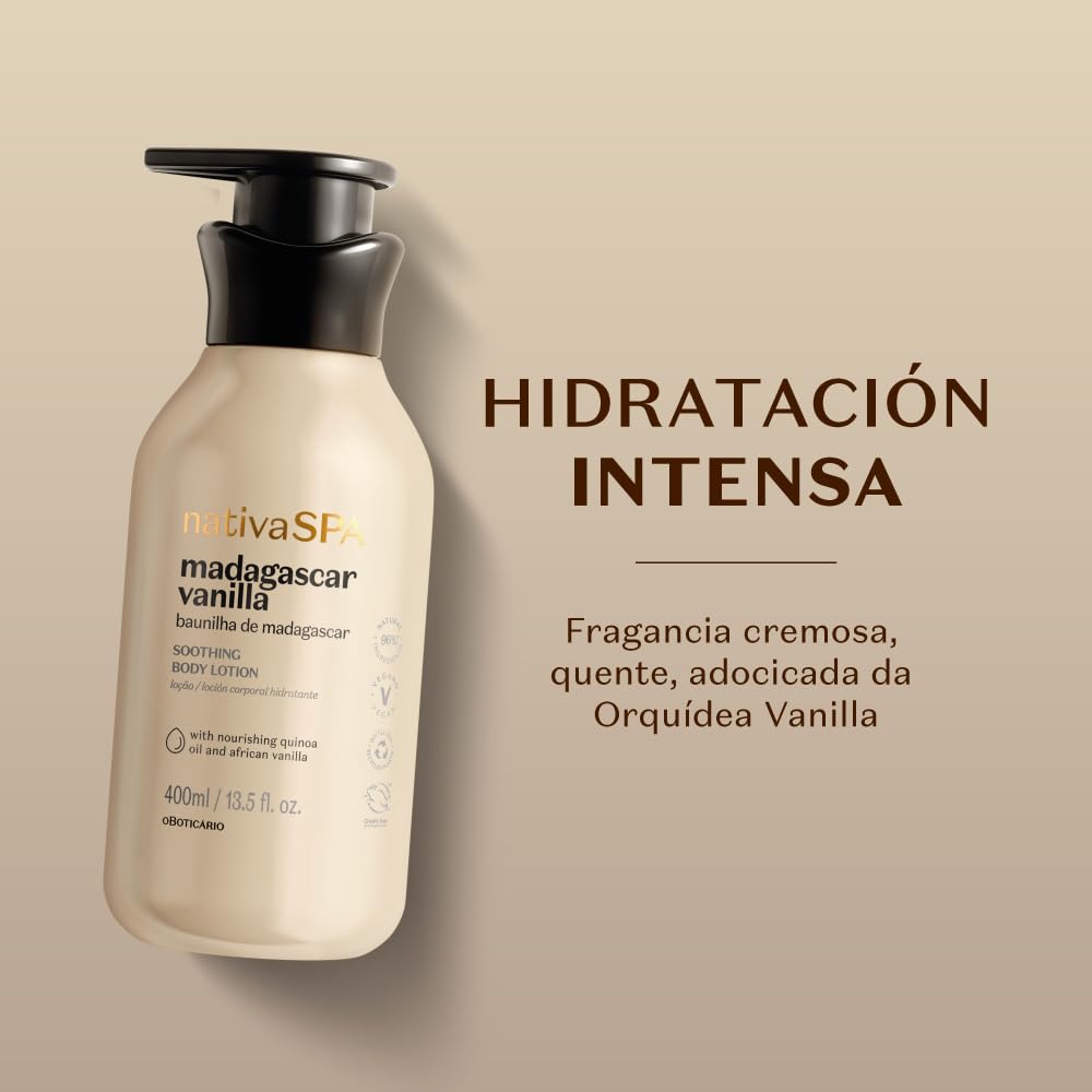 O Boticário Nativa SPA Vainilla de Madagascar Set Regalo Cuidado de la Piel con 2 Productos | Crema Hidratante Corporal 400ml y Aceite Corporal Perfumado 200ml — view 2