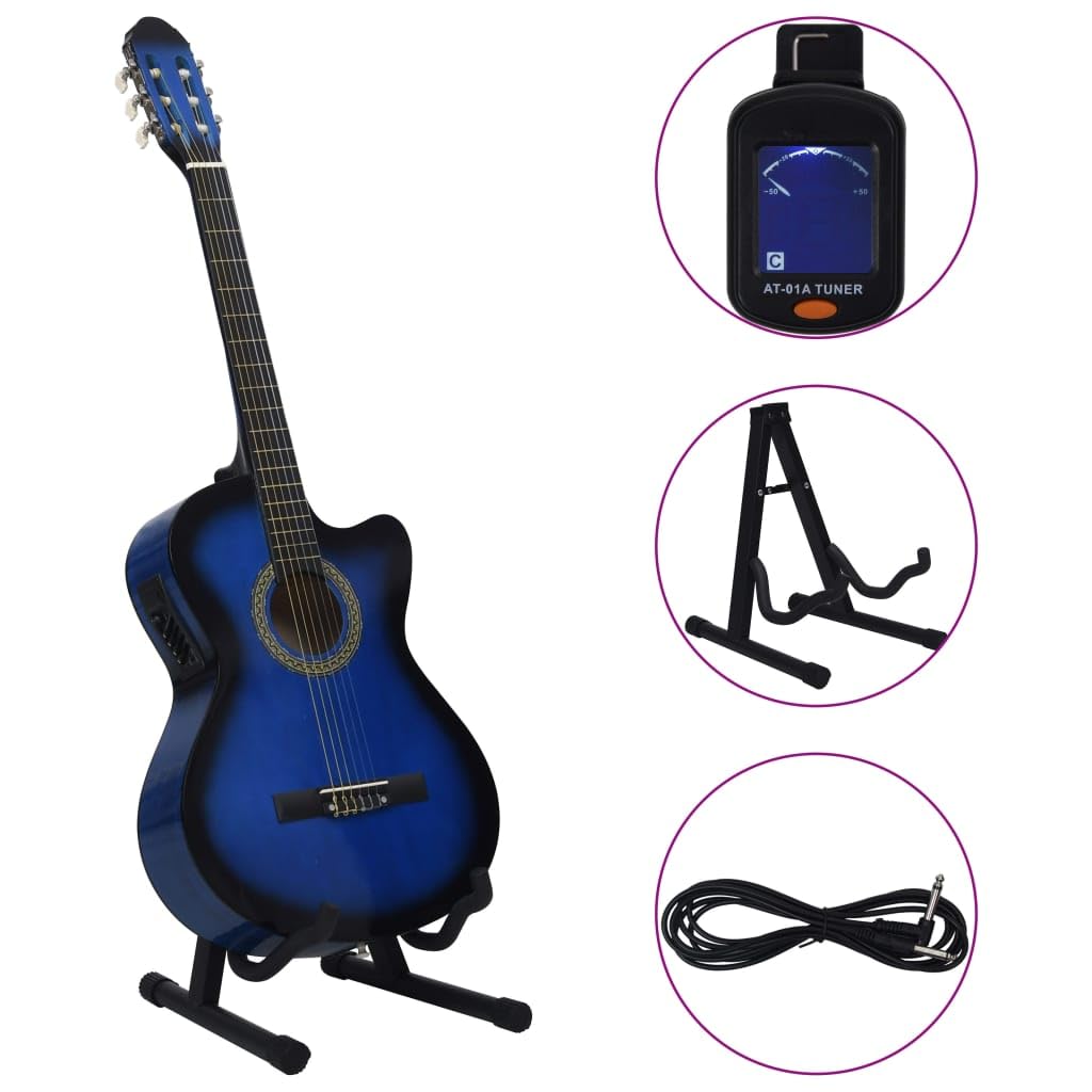 Set Chitarra Western 12 pz con Equalizzatore e 6 Corde Blu -70141