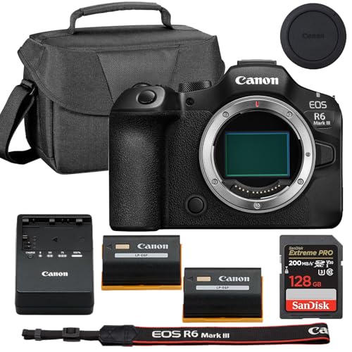 Canon EOS R6 Mark III Mirrorless Camera (Body Only) Bundle + Canon LP-E6 Battery + 128GB Extreme Memory & Camera Case