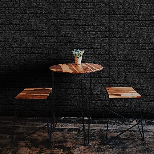 Image of Vinyl Self Adhesive Brick Design 3D Wall Stickers DIY Wallpaper for Home Hotel Living Room Bedroom & Cafe - Black -1 Piece (70 X 77 Cm)