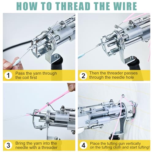 Image of Tufting Gun Kit 2 in 1 Non-Slip Grip Carpet Trimmer kit Digital Screen Controls Speed Rug Gun Kit Cut Pile /Loop Pile Rug Tufting Kit