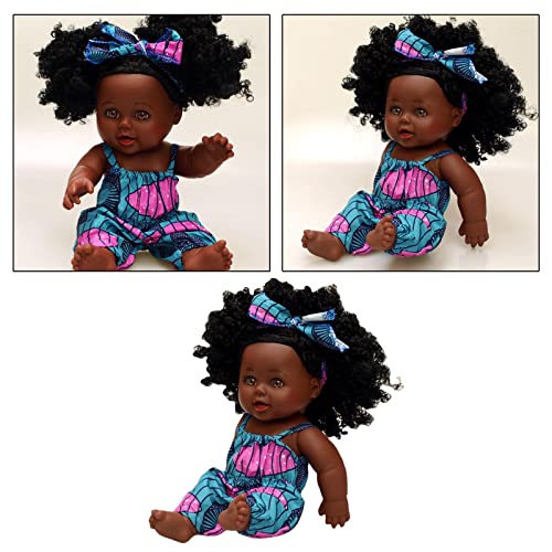 Muñeca bebé ideal para regalo de cumpleaños con ropa de moda negra y cabello 7