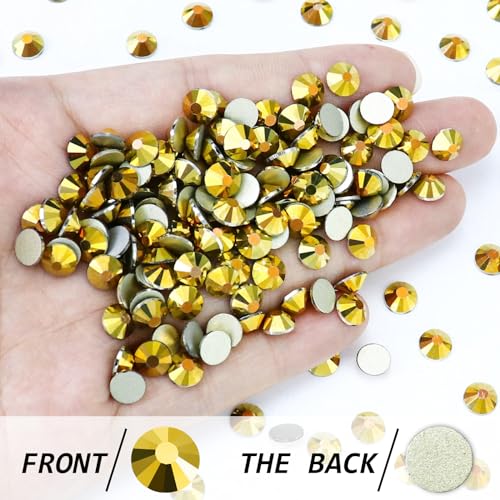 Image of SS20 /1440PCS Bright Gold Flatback Crystal Rhinestones Round Gems for Nail Art and Craft Clothes Glue Fix (4.6-4.8mm)