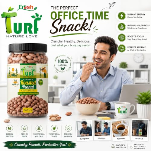 Image of Turf Fresh Roasted Salted Jumbo Peanuts, 600g Jar
