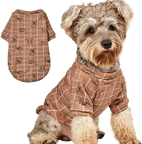 Cute Dog Clothes for Small Dogs Winter Sweater Warm Fleece Soft Pet Sweatshirt Print Cat Clothe, Coffee, Medium