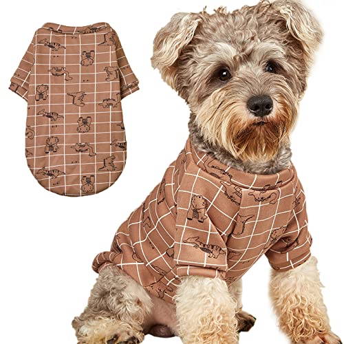 Cute Dog Clothes For Small Dogs Winter Sweater Warm Fleece Soft Pet Sweatshirt Print Cat Clothe, Coffee, Medium #TOP2
