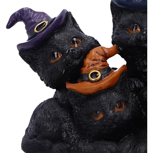 Nemesis Now Familiar Friends Figurine 18cm, Resin, Black, Witch's Familiar Cats Figure, Witch's Kittens Ornament - Image 2