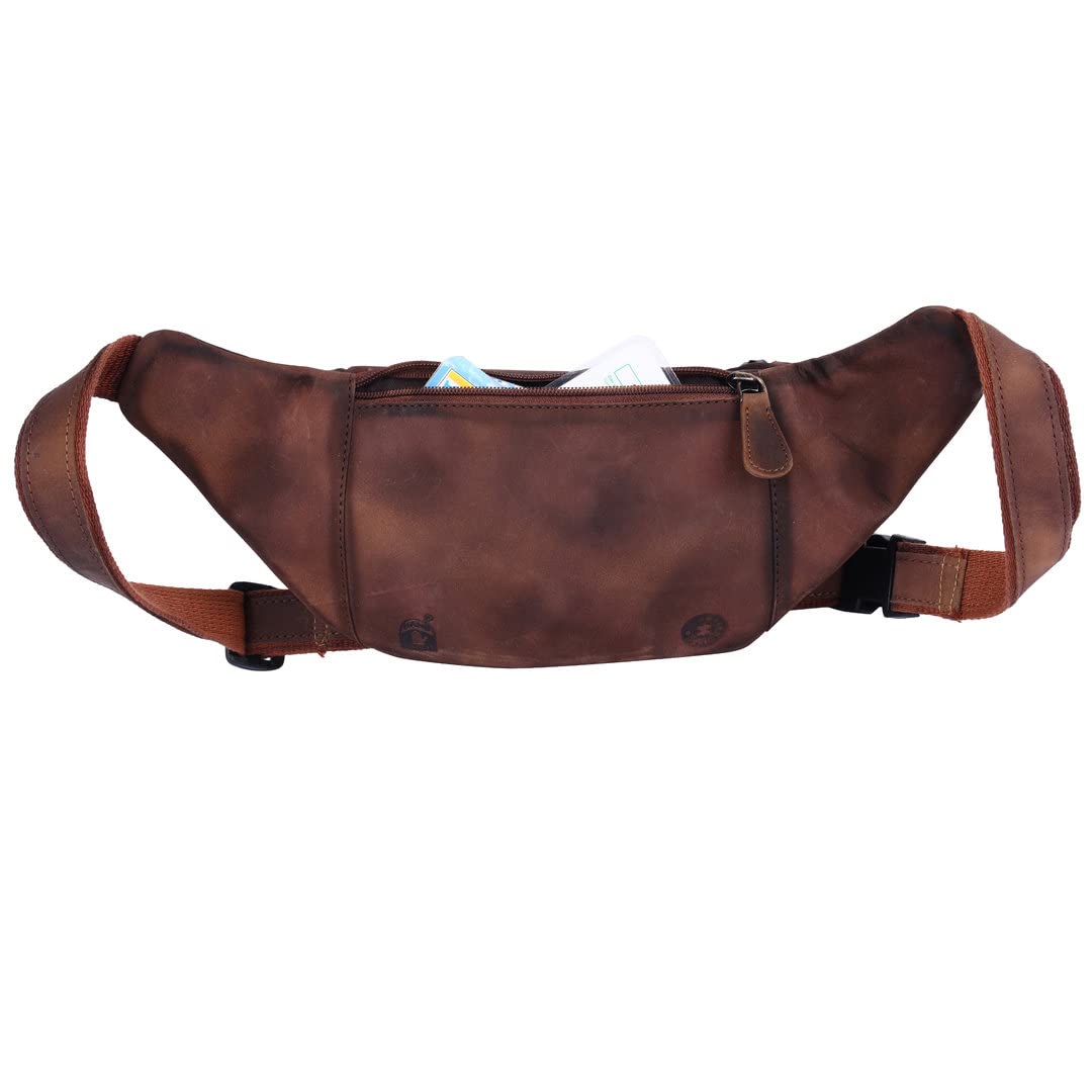 Büffelleder Bauchtasche Herren, Damen Echt Leder Hüfttasche Tracking Design Logo