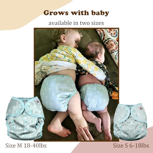 Image of Mama Koala Reusable Adjustable Cloth Diaper Covers with Double Gusset for Girls and Boys, Snap Closure, Size M(Simply Neautrals)