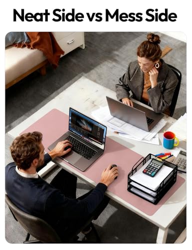 Image of YSAGi Leather Desk Protector, Office Mat, Large Mouse Mat, Non-Slip PU Leather Blotter, Laptop Pad, Waterproof Writing Pad for Office and Home (Pale Mauve, 47.2 inch x 23.6 inch)