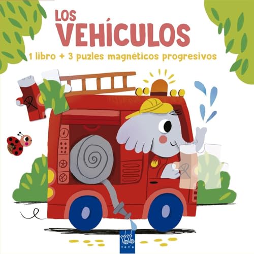 Lee y juega con puzles magnéticos. Los vehículos: 1 libro y 3 puzles magnéticos