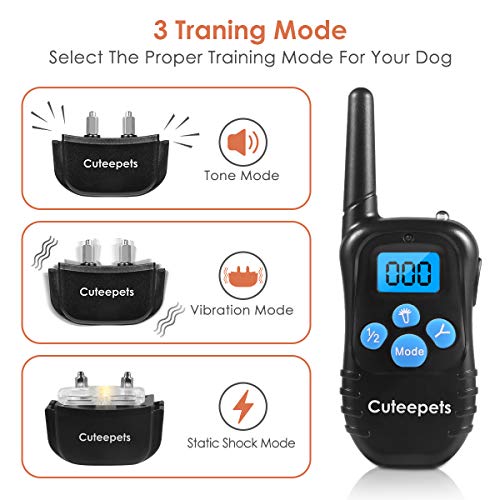 Pet Caree Dog Training Collar, 100% Rainproof Rechargeable Electronic Remote Dog Shock Collar 330 Yards With Beep/Vibrating/Shock Electric E-Collar #TOP2