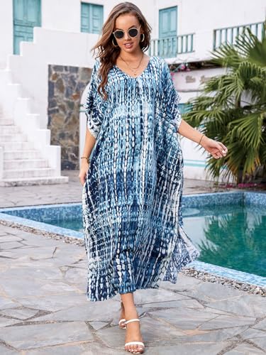 Image of Kaftan Dresses for Women Plus Size Bathing Suit Cover up Caftan Maxi Beach Dresses