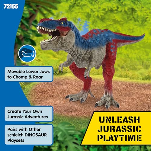 Image of Schleich Dinosaurs - Red and Blue Tyrannosaurus Rex Toy - Kids 4+ | 72155