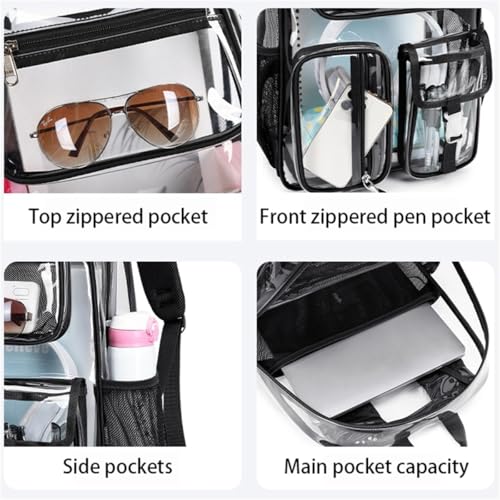 TPU Clear Backpack Heavy Duty, Clear Backpack Heavy Duty Stadium Approved Transparent Large Plastic (Black)3