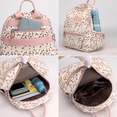 Image of Tanweibago Mini Nylon Women Backpacks,11L Small Ladies backpacks Casual Lightweight Women Shopping Travel Daypack (A-Black White)