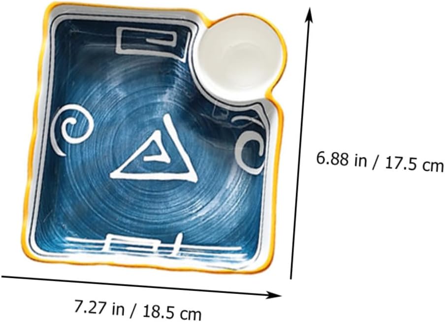 4 Pcs Japanese Style Ceramic Sushi Plates and Dumpling Dipping Trays, Assorted Snack Serving Set for Home Kitchen Breakfast and Appetizer Use Random Color