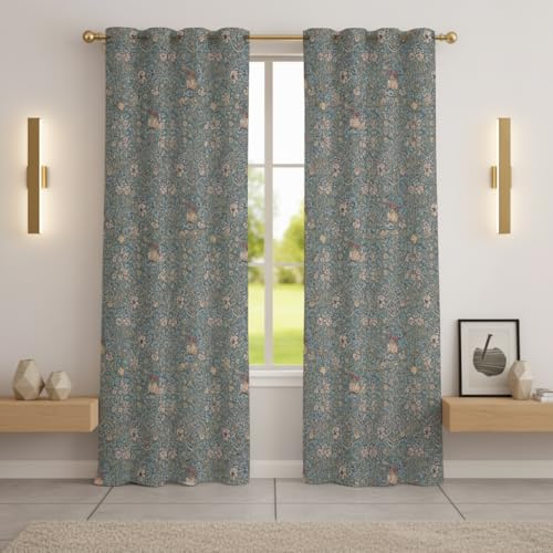 Image of STITCHNEST 'Florea Series' Premium Satin Room Darkening Curtains 7 Feet Long Set of 1 | Door Curtain 7 x 4 Feet | Blocks 70-80% Light | Ideal for Bedroom, Living Room & Home Decor