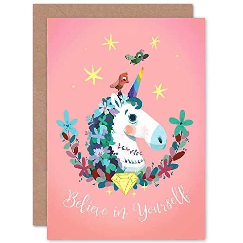 Wee Blue Coo Believe In Yourself Unicorn Greetings Card