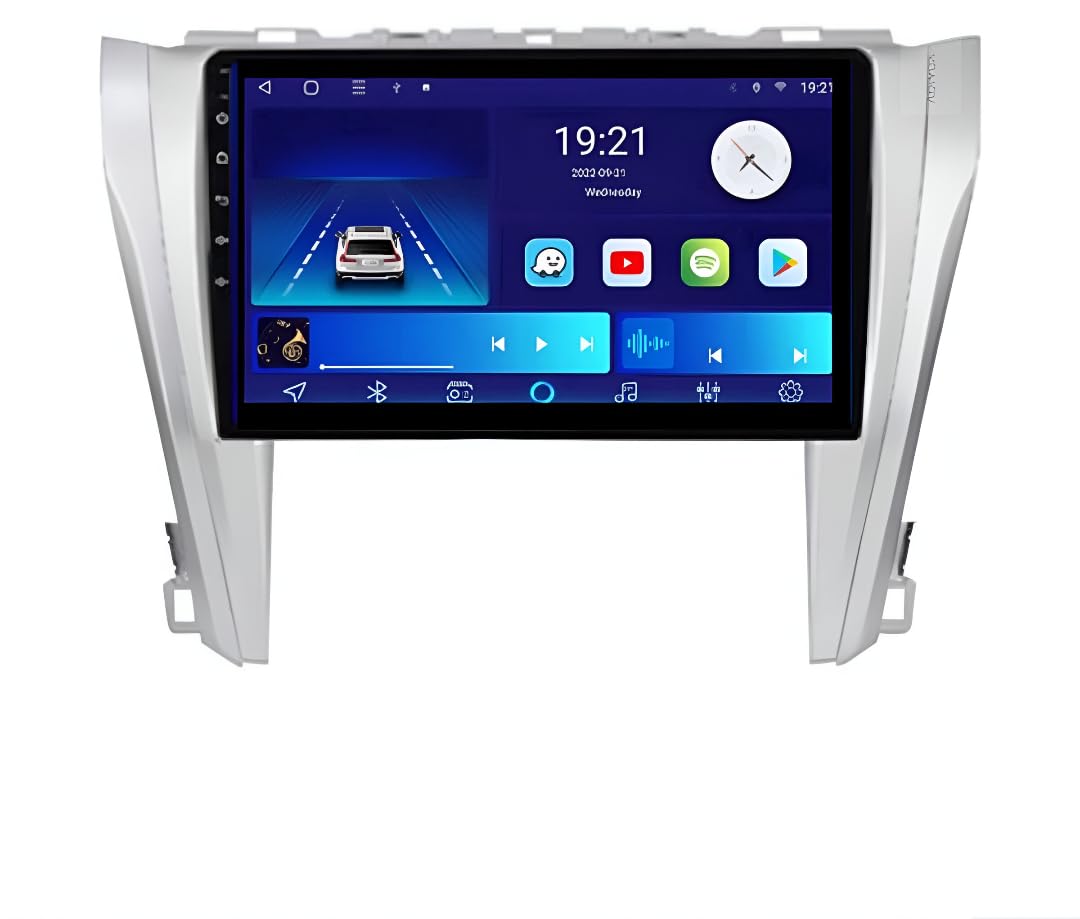 Car radio Android 14 - Toyotta Camry 2015-2017, Apple CarPlay and Android Auto, touch tactile 9 channels, multimedia system HD without film | Wi-Fi, RDS, DAB+ (T4 (4 GB/64 GB) 8 cœurs 5G QLED)