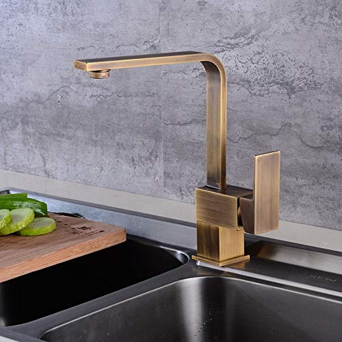 Robinet mitigeur de cuisine antique eau chaude et froide pivotant à 360