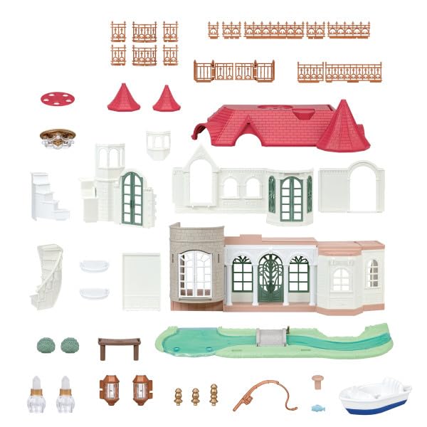 Image of Calico Critters - Red Roof Home - Riverside Manor Dollhouse - Kids Pretend Play House, Miniature Home Playset, Expandable Design, Ages 3+
