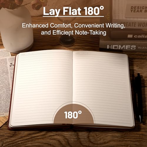 Image of CAGIE Compass Leather Journal Gift for Men - Vintage Writing Notebook with Pen, 100 GSM 288 Page Lined Journal A5 Hardcover, 180 Lay Flat, Daily, Travel, Office & Gift Idea