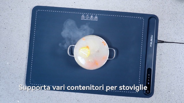 VEBERO Vassoio riscaldante Elettrico Portatile in Silicone, Piano riscaldante Pieghevole/Tappetino riscaldante per pasti con Cavo in Nano Silicone - Bianco