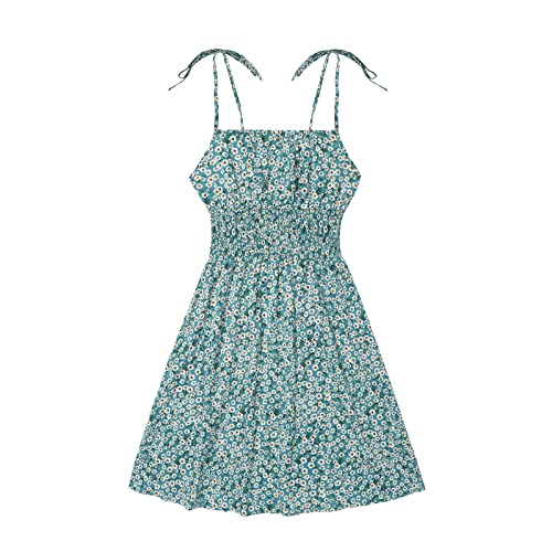 Zaful Women's Casual Summer Mini Dress Floral Print Tie Shoulder Sleeveless Flowy Beach Cami Dresses (M-Green, L) #TOP23